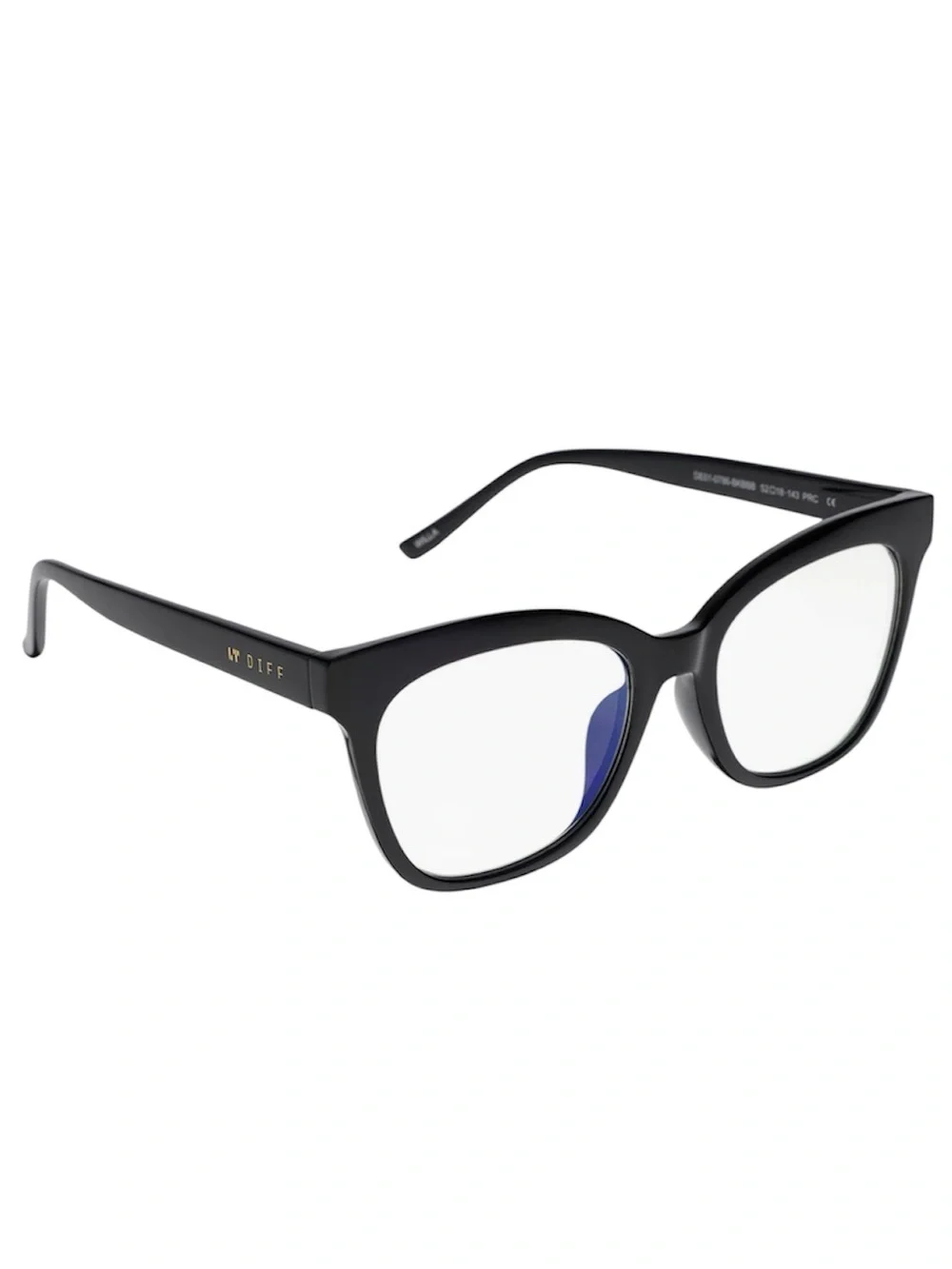 DIFF Willa Bluelight Glasses Black Frame Blue Light Lens Square NWT